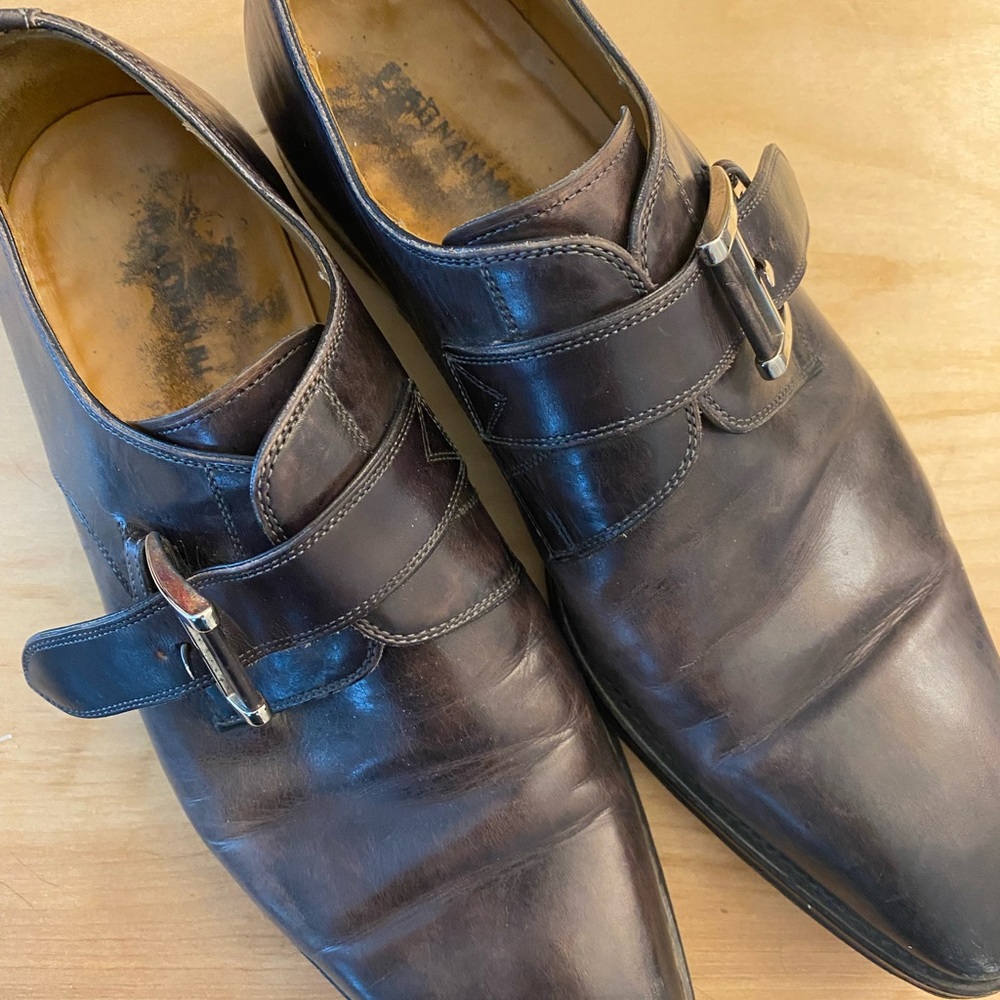 Magnanni Mens Monk Strap Shoe Size 7 1/2 US